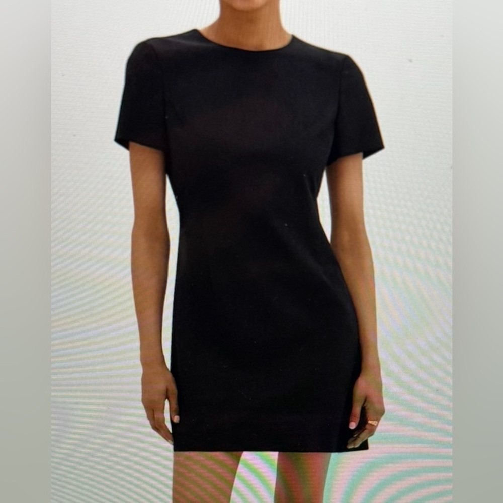 Theory, short sleeve, mini dress, wool, size 4, back zip, nave blue
